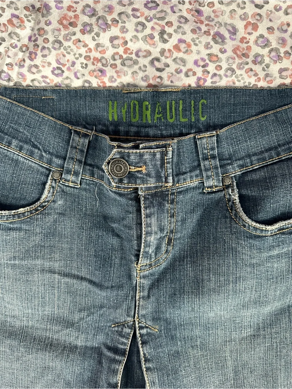 Hydraulic Dark Blue Denim Mini Skirt